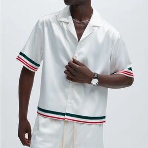 White Short Sleeve Shirt and Shorts Set